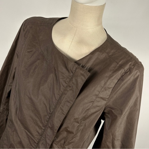 EILEEN FISHER Womens WAXED COTTON MOTO JACKET brown M - Picture 4 of 11